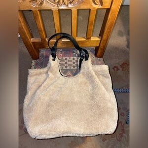 ANTHROPOLOGIE Extra Large Beige Teddy Tote Bag!!
